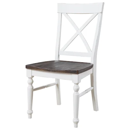 X-Back Dining Side Chair with Wood Seat